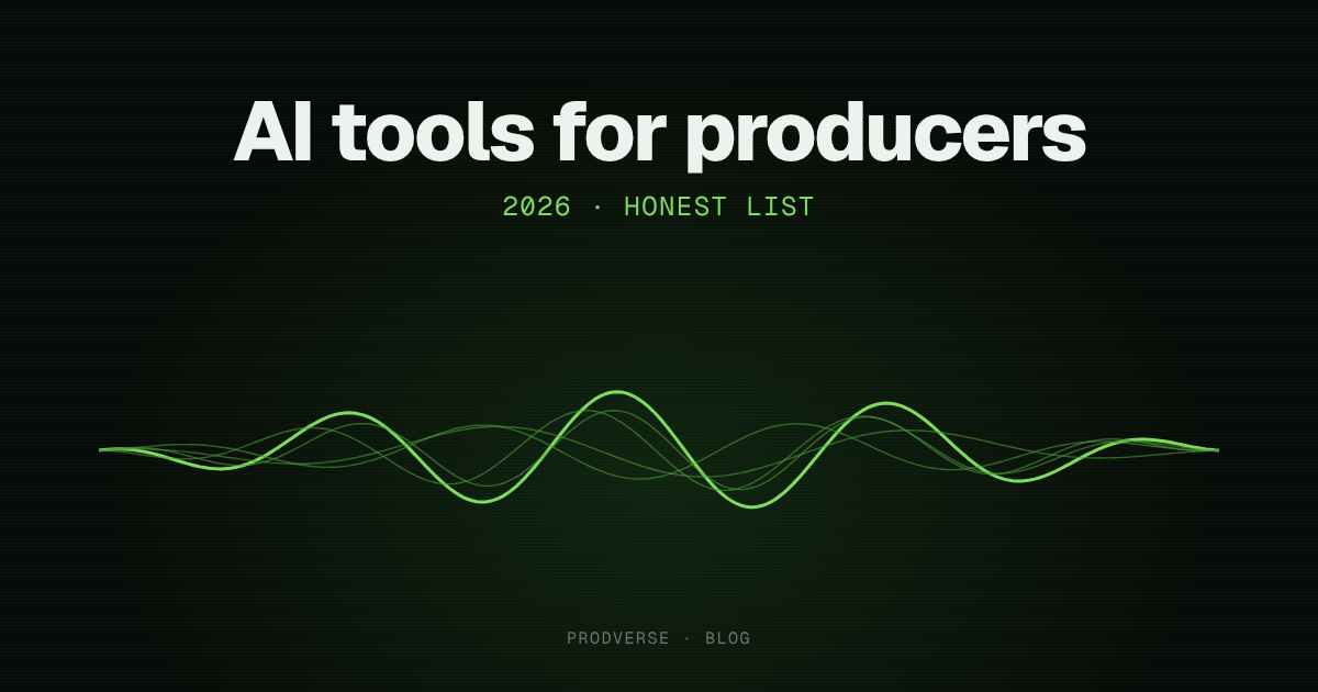 Cover reading "AI tools for producers" over a green waveform