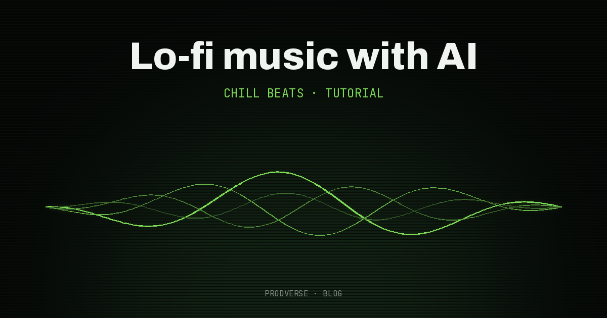 Cover reading "Lo-fi music with AI" over a green waveform