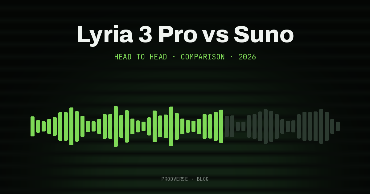 Cover reading "Lyria 3 Pro vs Suno" over green level bars