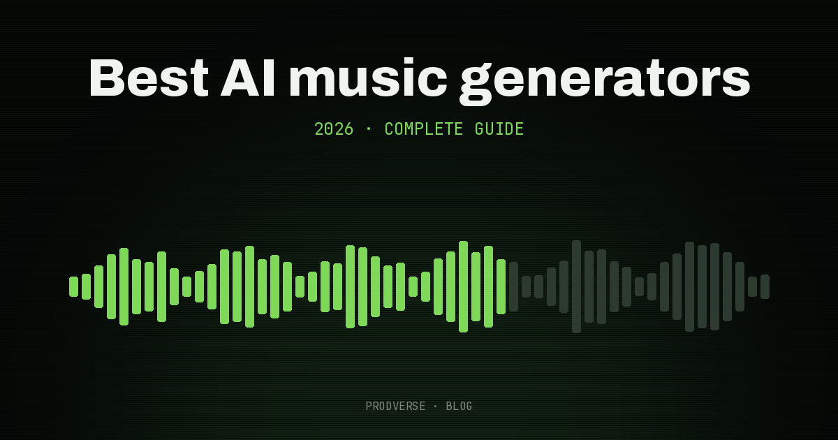 Cover reading "Best AI music generators" over green level bars