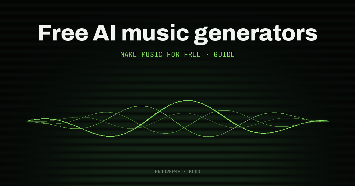 Cover reading "Free AI music generators" over a green waveform